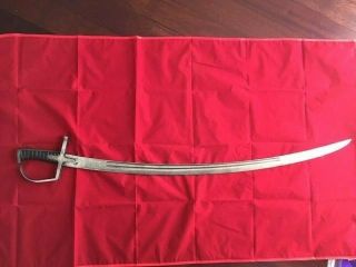 Rare Old Antique Hussar Sword Etched W/ Gold Inlay.  Vincere Aut Mori On Blade