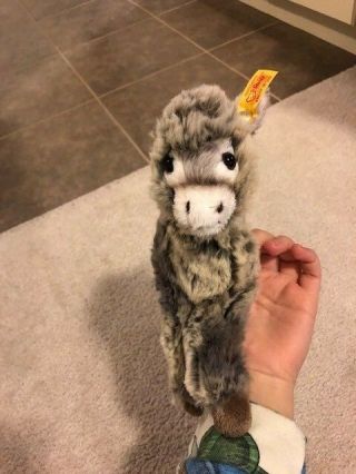 Vintage Steiff Little Issy Donkey Grey Beige Cuddly Soft Plush Animal 3