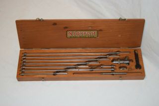 Vintage L.  S.  Starrett Inside Micrometer Set In Orig.  Wooden Box,  124 - B Tools
