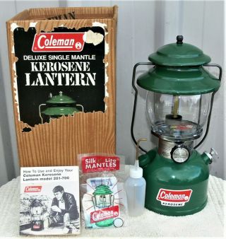 Coleman 201 Kerosene Pressure Lantern In Orig Box With Accs,  Looks,  12/81