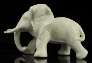 Old Chinese Hand - Carved White Glaze Porcelain Elephant Statue/vr B01