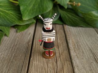 Hopi Kachina Doll Rare Mini Hand Made Wood Clown Koshare Katsina Navajo Zuni