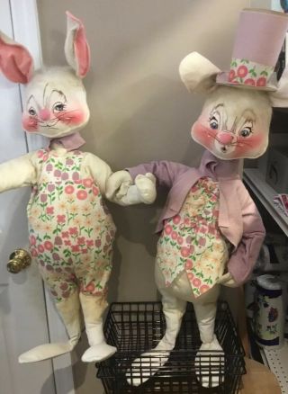 Vintage Rare 1977 Huge Store Display 3 Feet Tall Annalee Mr &mrs Easter Bunny
