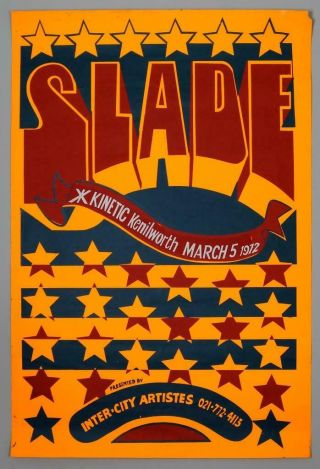 Slade - Mega Rare Vintage Kenilworth Kinetic 1972 Concert Poster