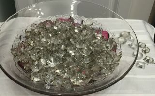 500,  VINTAGE 60 ' s Octagon Glass Prism Crystal Connectors Chandelier 3