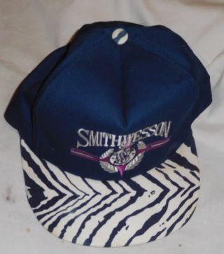 Vintage Smith & Wesson Hat Cap Adjustable Blue And White Color Made In Usa