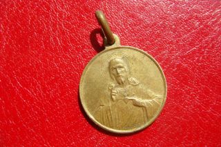 RARE ANTIQUE Angels that protect your baby 1920 BRONZE HUGUENIN MEDAL PENDANT 2