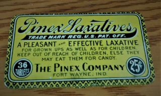 1914 Pinex Laxative Tin Vintage Old Stock 100 Guarantee Authentic Made Usa