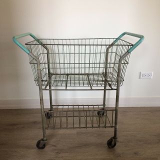 Vintage Industrial Metal Wire Factory Warehouse Shop Mail Laundry Cart Steampunk