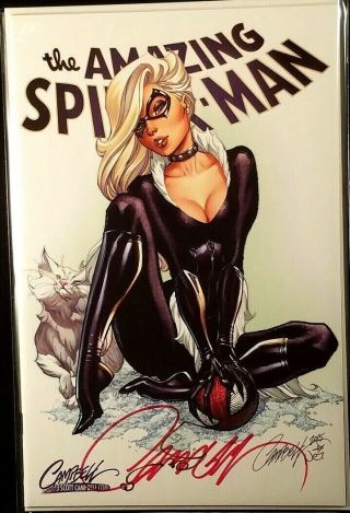 Spider - Man 14 C Campbell Sdcc Variant Signed Mary Jane Gwen Venom Black Cat