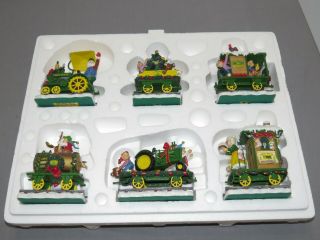 Vintage Danbury Christmas Train John Deere Farm Tractor Santa Claus Nib
