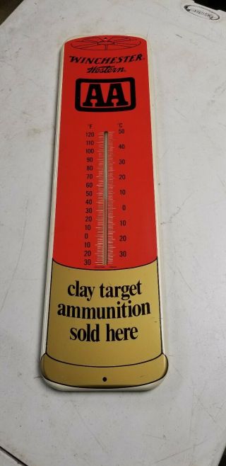 Vintage Winchester Advertising Thermometer Painted Tin