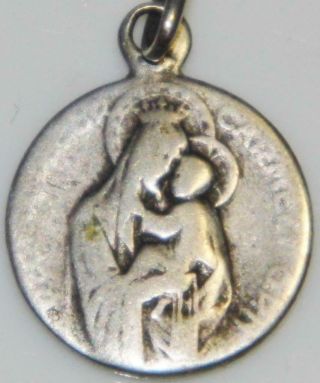 Antique Sterling Silver Virgin Of Mount Carmel Holy Medal By Balme Virgo Carmeli