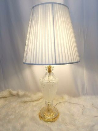 Vintage Crystal Glass Table Lamp Hollywood Regency 31in H X 15 In W