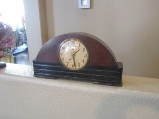 Vintage General Electric Mantel Clock Art Deco Wood Mid Century Modern