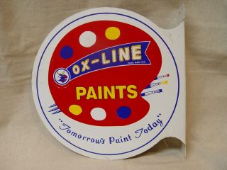 Vintage Ox - Line Paints 2 - Sided Painted Metal Paint Advertising Flange Sign