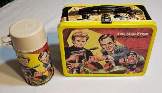 Vintage 1966 The Man From U.  N.  C.  L.  E.  Metal Lunch Box With Thermos C - 9 Nm