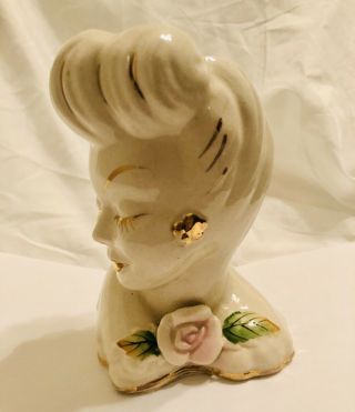 Vintage Lady Head Vase Japan 5 1/2 "