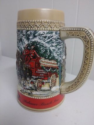 1987 Anheuser Busch Budweiser Beer Clydesdale Holiday Stein Mug C Series
