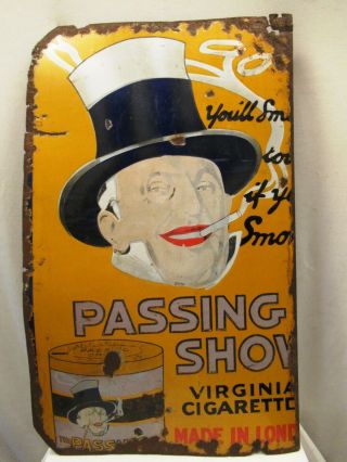 Vintage Passing Show Cigarettes Advertising Porcelain Enamel Sign Collectibles