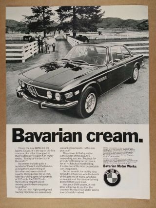 1973 Bmw 3.  0 Cs Sports Coupe Photo Vintage Print Ad