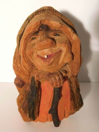 Vtg.  Henning Hand Carved Wood Trolls Norway 7 