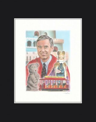 " Mister Rogers Red " - Mr.  Fred Rogers Neighborhood Signed Matted Art Print