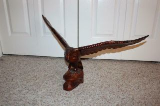 Fabulous Vintage Hand Carved Folk Art Wooden American Eagle 30 " Wing Span
