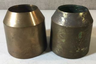 Group Of 2 Large Brass Candle Followers Church Antique Vintage Artifacts 3.  25”