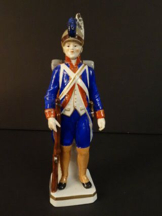 Sitzendorf Soldier Light Infantry 1775 - 83 Porcelain Figure 8 " 1/4 Empire (2)