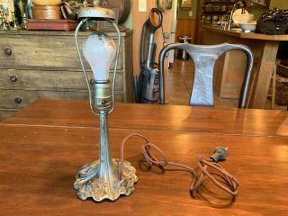 Antique Rose Brothers Company R.  B.  Co Art Nouveau Table Lamp W/ Iron Base