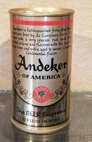 1972 Bottom Open Andecker Straight Steel Pull Tab Beer Can 5 City Pabst