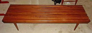 Vintage Mid Century Wood Slat Bench Table Yugoslavia 60 "