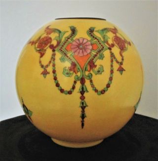 19th C Art Nouveau Banquet Lamp Shade Ball Globe Oil Kerosene Gone With The Wind