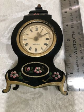 Vintage Westclox Neuchatel Miniature Alarm Clock Wind Up 5 "