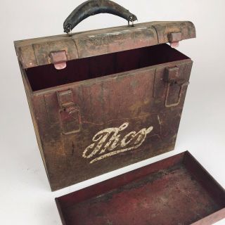 Vintage Thor - Nado Electric Hammer Drill Metal Tool Box With Tray Leather Handle