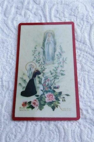 Vintage Catholic Holy Card Blessed Virgin Mary Our Lady Of Lourdes Grotto Fatima