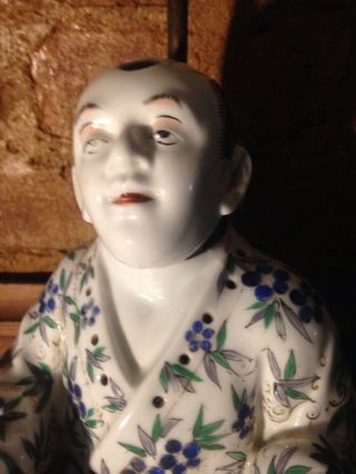 Vintage Chinese Buddha Porcelain Lamp W/ Light Up Head Very Special