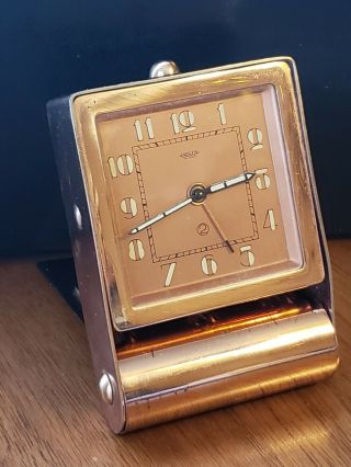 Art Deco Jaeger Vintage Desk Alarm Travel Clock Copper Tone Parts Repair