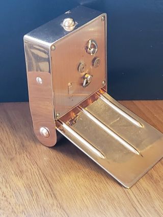 Art Deco Jaeger Vintage Desk Alarm Travel Clock Copper Tone Parts Repair 3