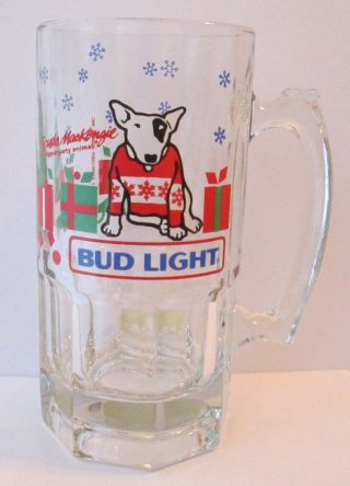 Large Bud Light Christmas Spuds Mackenzie Glass Beer Mug Budweiser 32 Oz