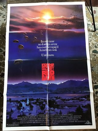 Vintage 1984 “ Red Dawn “ Movie Poster Full Sheet 41x27 Patrick Swayze