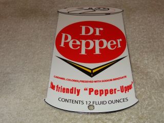 Vintage Dr Pepper Chevron Die - Cut Soda Can 8.  5 " Porcelain Metal Pop Gas Oil Sign