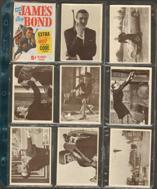 1966 James Bond 007 Glidrose Thunderball Complete 66 Card Set Vg - Ex,  Wrapper