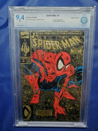 Cbcs Graded 9.  4 Spider - Man 1 Metallic Gold Ink Variant Marvel Comics 8/90
