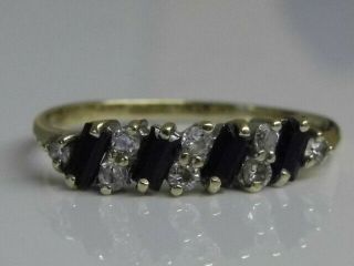 A Large Vintage Hallmarked 9ct Solid Gold Blue & White Sapphire Ring Uk Size U