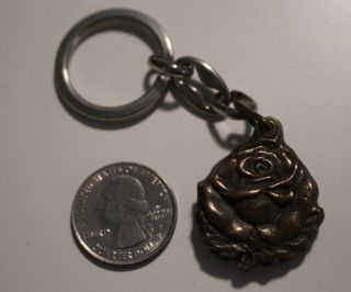 Virgin Mary Blessed Mother Immaculate Heart of Mary Carved Rose Locket Key Chain 2