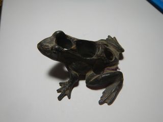 Cast Brass Or Bronze Figural Flower Frog Holes In Back Really Neat Old Estate