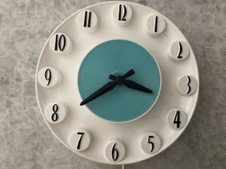 Vintage Mid Century Herold Product Spartus Wall Clock Turquoise Model 522