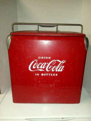 Vintage 1949? Coca Cola “6 - Pack” Picnic Cooler Red - Acton Mfg Make Offer